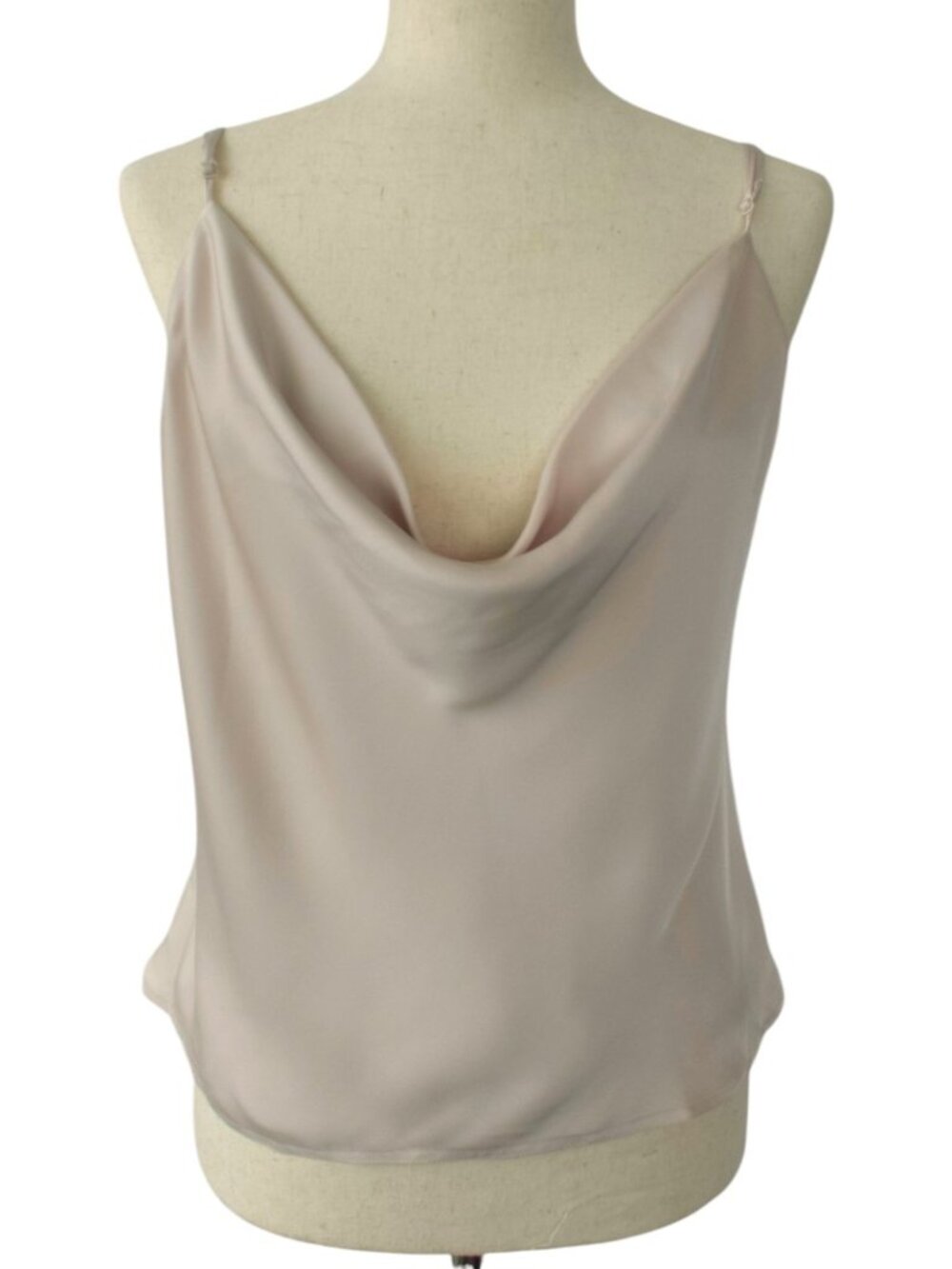 Babaton Aritzia Cowl Back Satin Cami Tank Top Blush Pink Adjustable Straps Large